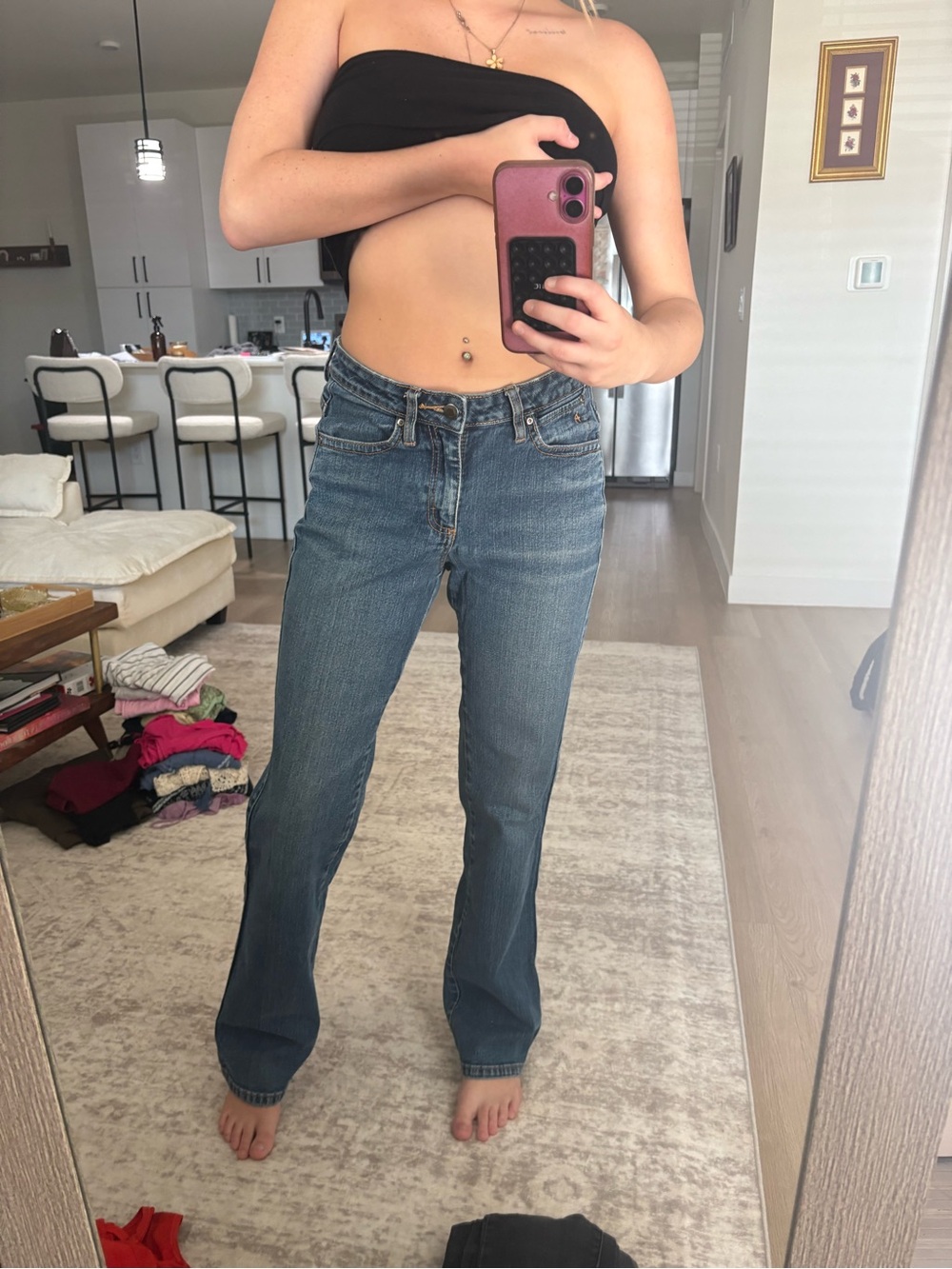 Wrangler Straight-Leg Jeans in Medium Blue Wash